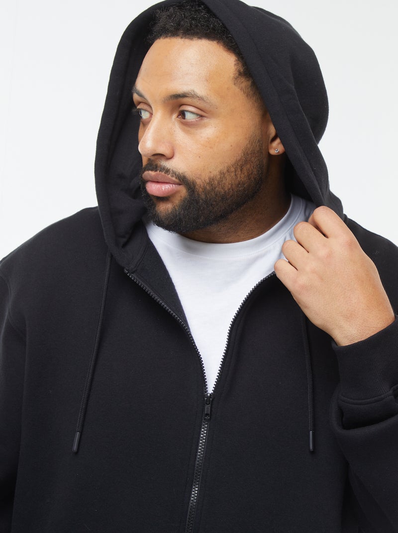 Sweat à capuche à ouverture zippée noir - Kiabi