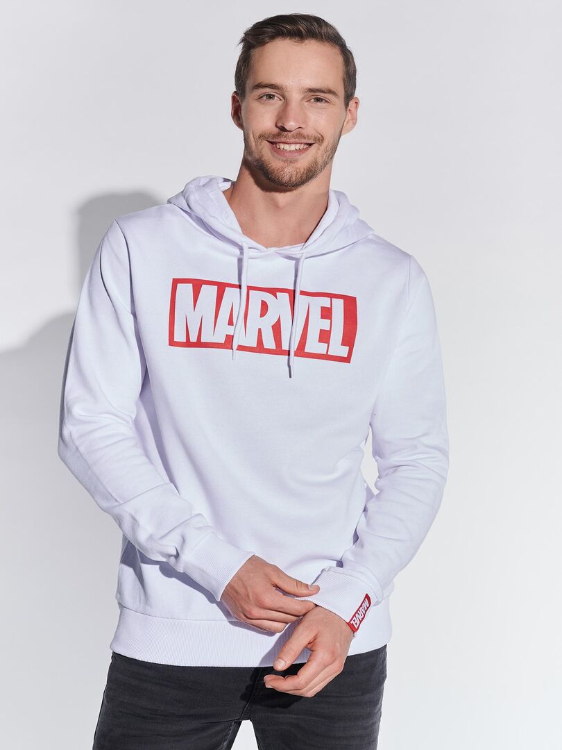 Sweat à capuche adulte Logo Marvel - Polycoton - Blanc - L Blanc - Kiabi