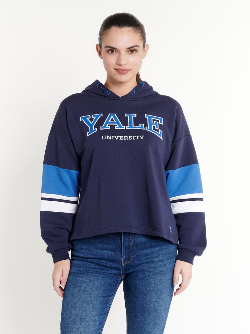 Sweat à capuche adulte YALE college imprimé Bulldog - Polycoton - Bleu marine - XXL Bleu marine - Kiabi