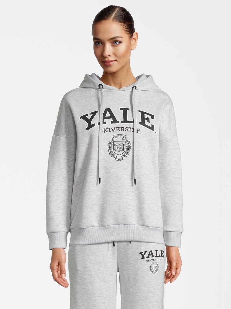 Sweat à capuche adulte YALE university logo - Polycoton - Gris chiné - S Gris - Kiabi