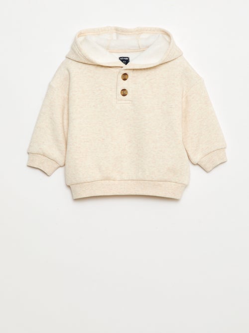 Sweat à capuche avec boutons et doublure chaude - Kiabi