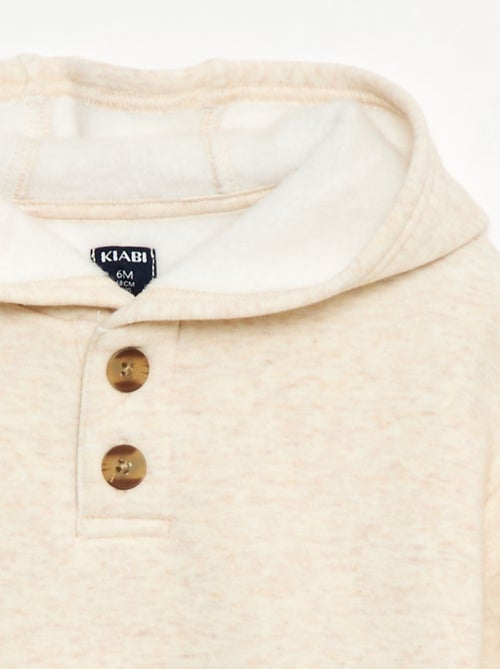 Sweat à capuche avec boutons et doublure chaude - Kiabi