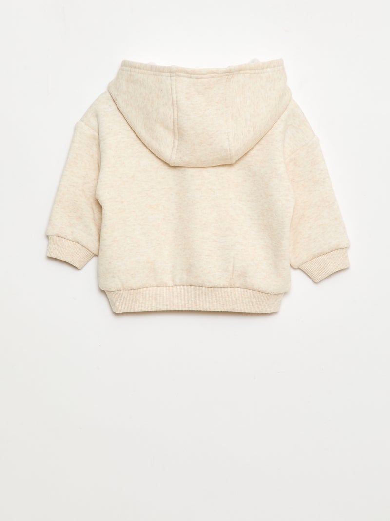 Sweat à capuche avec boutons et doublure chaude Beige - Kiabi