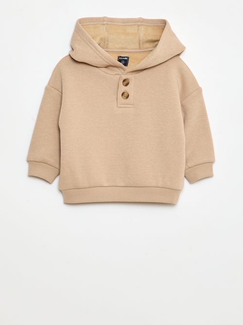Sweat à capuche avec boutons et doublure chaude - Kiabi