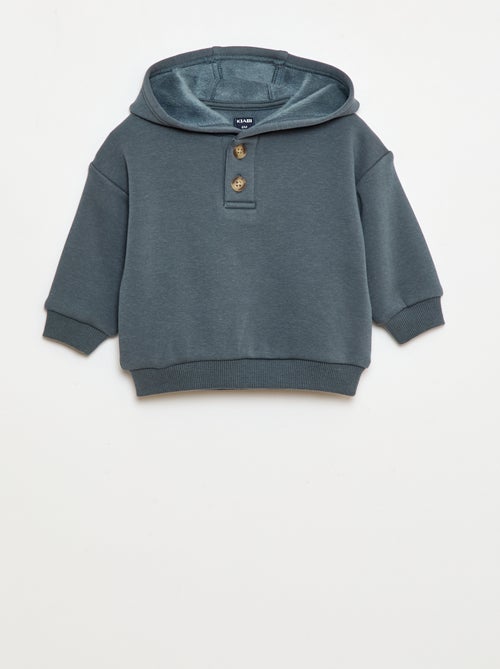 Sweat à capuche avec boutons et doublure chaude - Kiabi