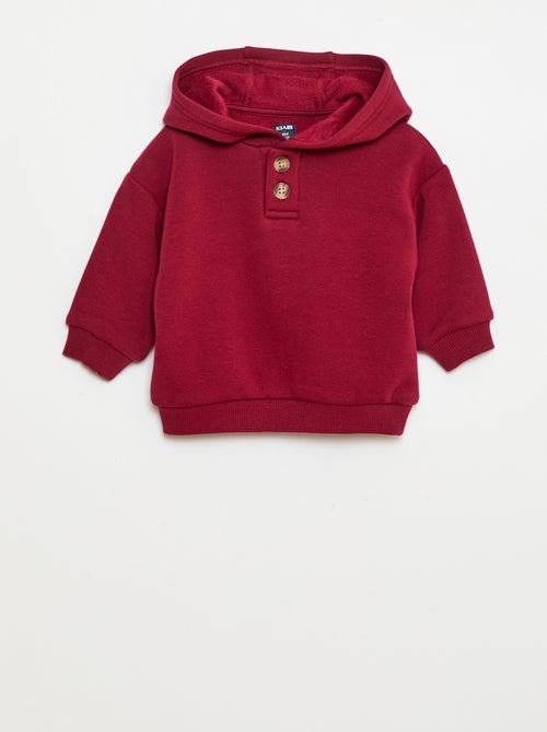Sweat à capuche avec boutons et doublure chaude - Kiabi