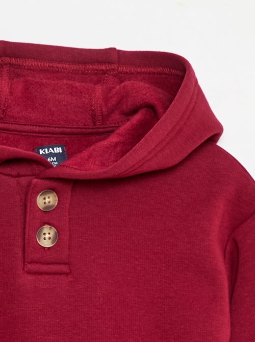 Sweat à capuche avec boutons et doublure chaude - Kiabi