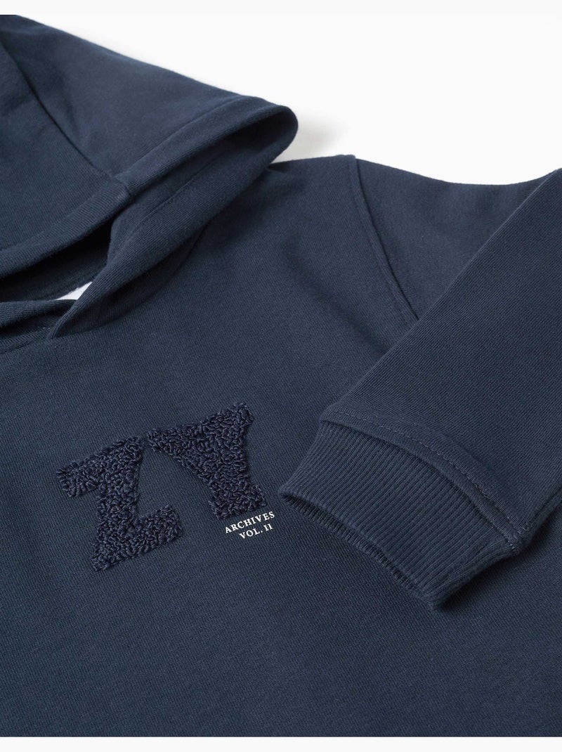 Sweat à capuche avec broderie en bouclettes ZY Bleu Bleu - Kiabi
