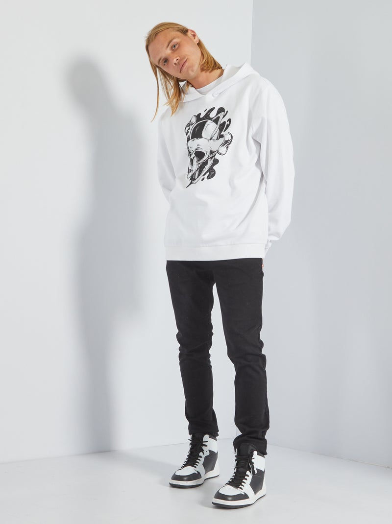 Sweat à capuche avec imprimé Blanc - Kiabi