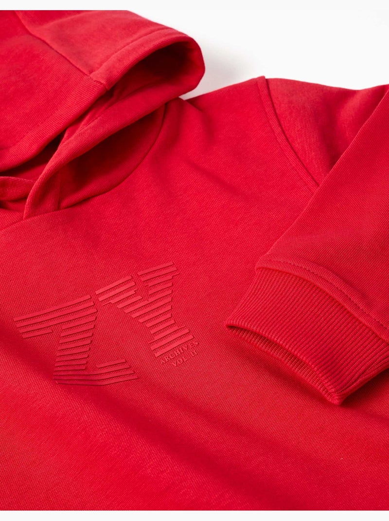 Sweat à capuche avec imprimé en relief ZY Rouge - Kiabi