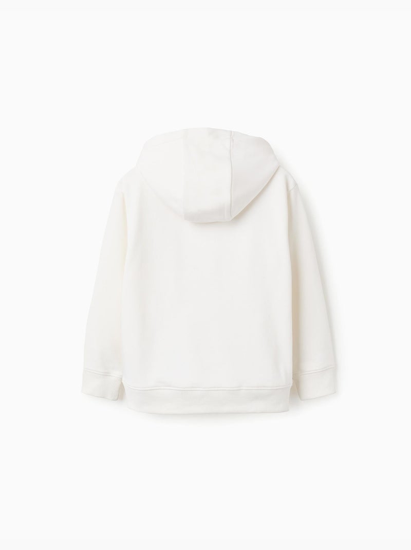 Sweat à capuche avec imprimé et poche à l'avant Blanc - Kiabi