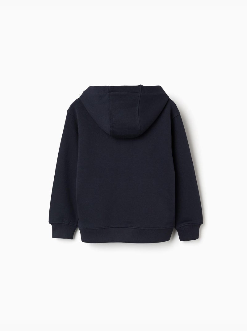Sweat à capuche avec imprimé et poche à l'avant Bleu foncé - Kiabi