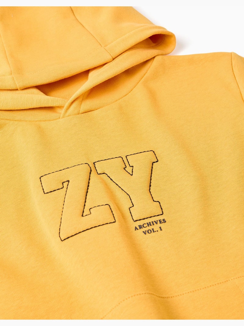 Sweat à capuche avec imprimé et poche à l'avant Jaune - Kiabi