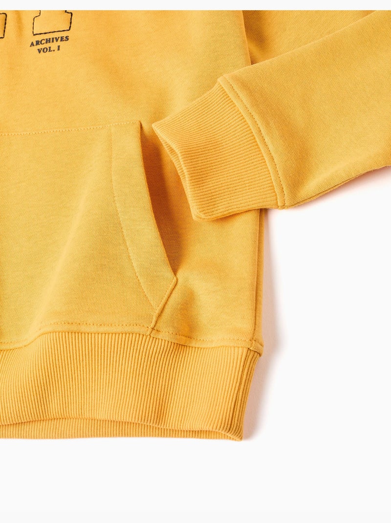 Sweat à capuche avec imprimé et poche à l'avant Jaune - Kiabi