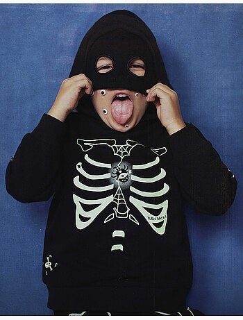 Sweat à capuche avec imprimé qui brille dans le noir
