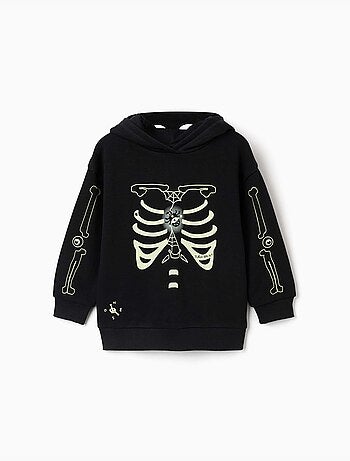 Sweat à capuche avec imprimé qui brille dans le noir
