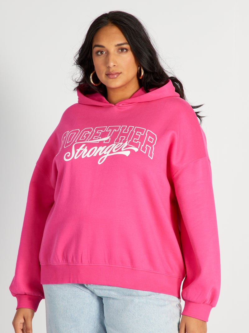 Sweat à capuche avec imprimé Rose - Kiabi