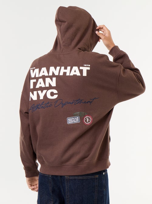Sweat à capuche avec inscription recto verso - Kiabi