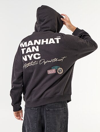 Sweat à capuche avec inscription recto verso