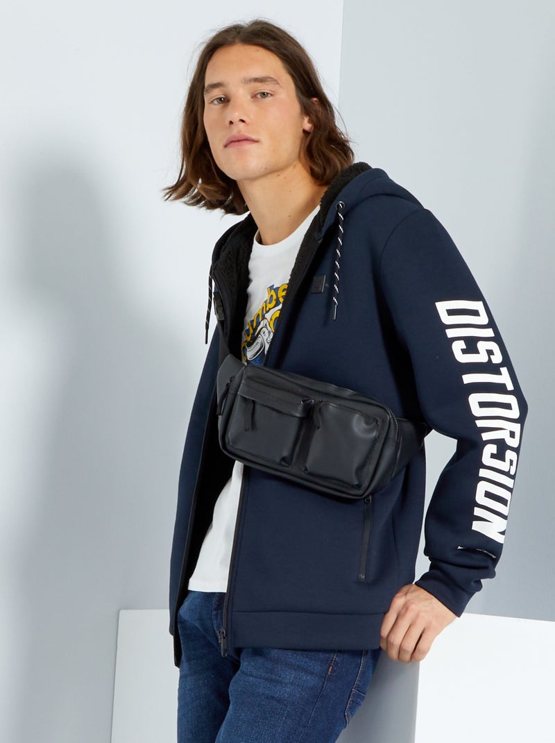 Sweat à capuche avec intérieur effet moutonné Bleu - Kiabi
