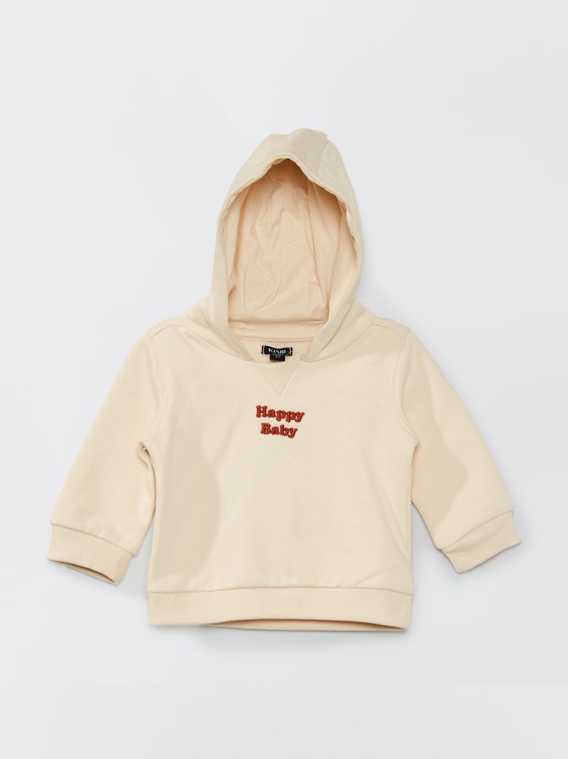 Sweat à capuche avec message brodé Ecru - Kiabi