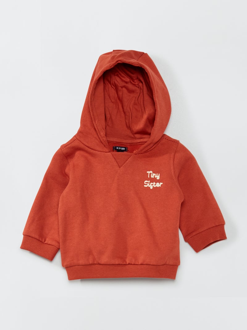 Sweat à capuche avec message brodé Rouge brique - Kiabi