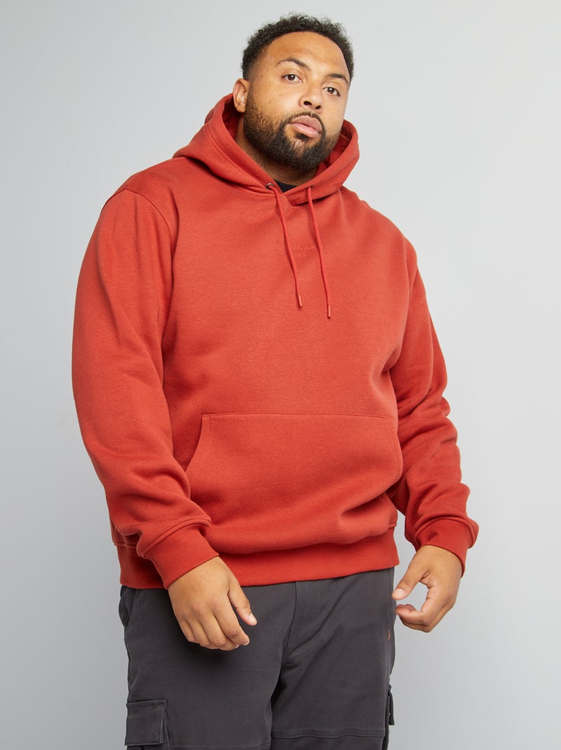 Sweat à capuche avec message brodé Rouge - Kiabi