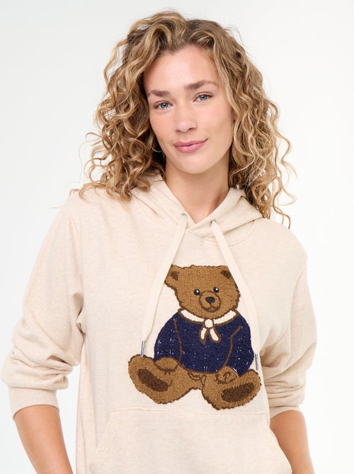 Sweat à capuche avec ours brodé - Kiabi