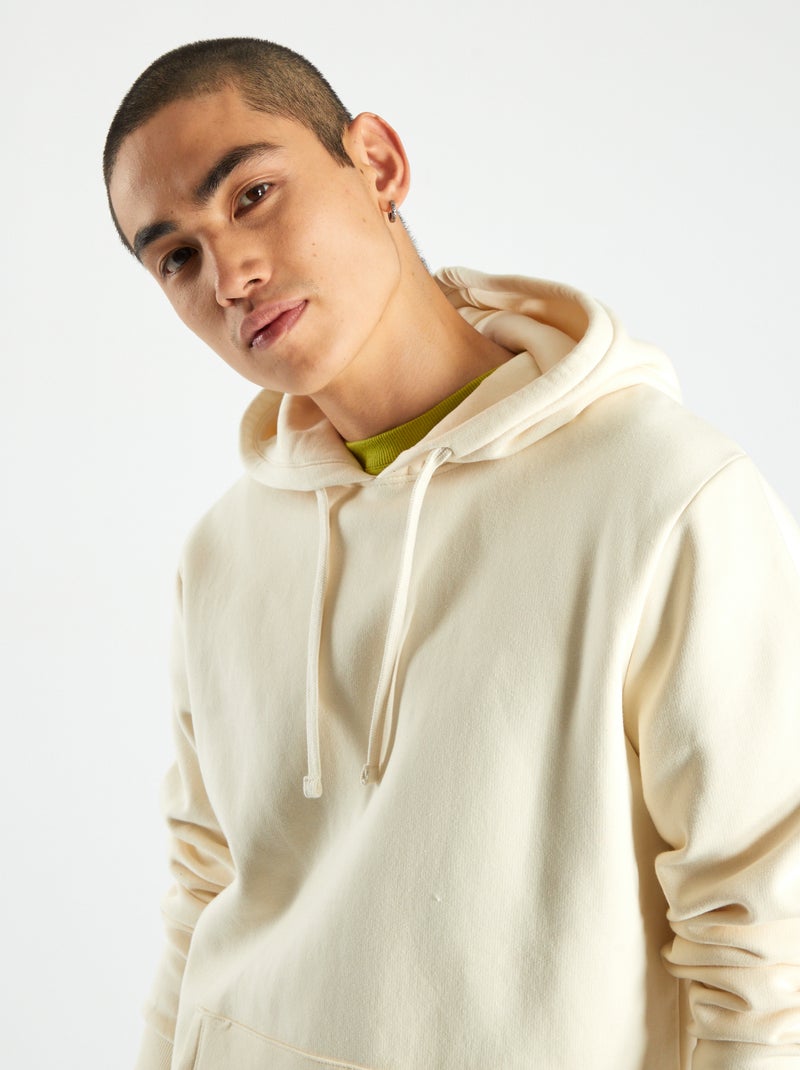 Sweat à capuche avec poche kangourou blanc vanille - Kiabi