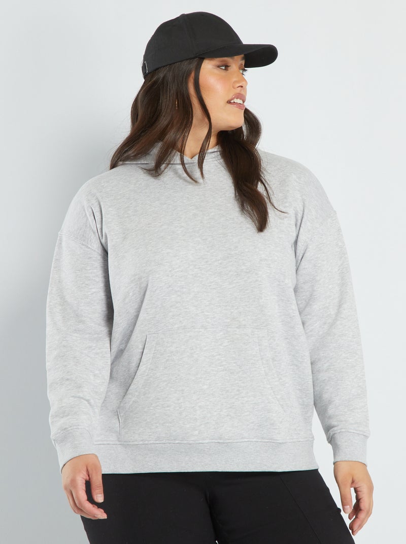 Sweat à capuche avec poche kangourou Gris - Kiabi