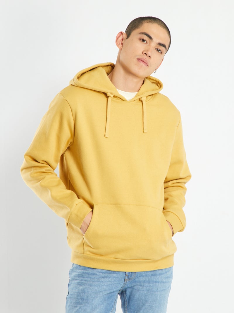 Sweat à capuche avec poche kangourou Jaune - Kiabi
