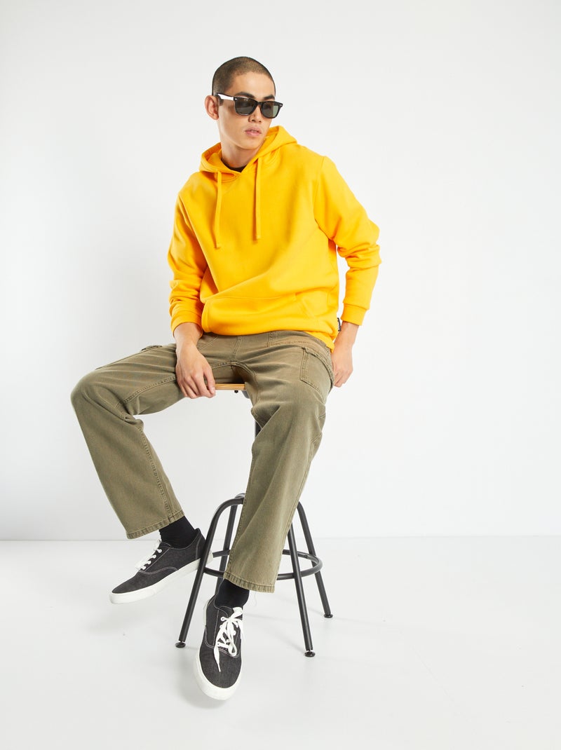 Sweat à capuche avec poche kangourou Jaune - Kiabi