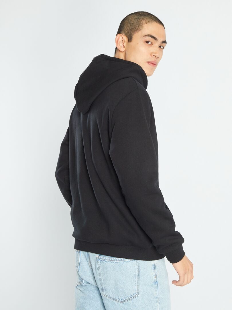 Sweat à capuche avec poche kangourou noir - Kiabi