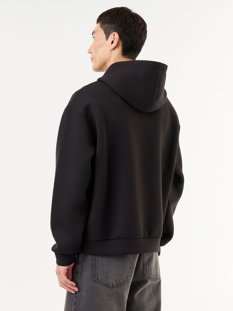 Sweat à capuche avec poche kangourou Noir - Kiabi