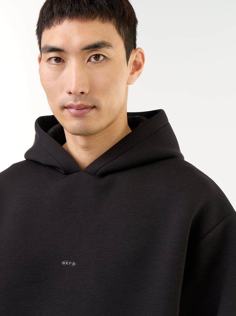 Sweat à capuche avec poche kangourou Noir - Kiabi