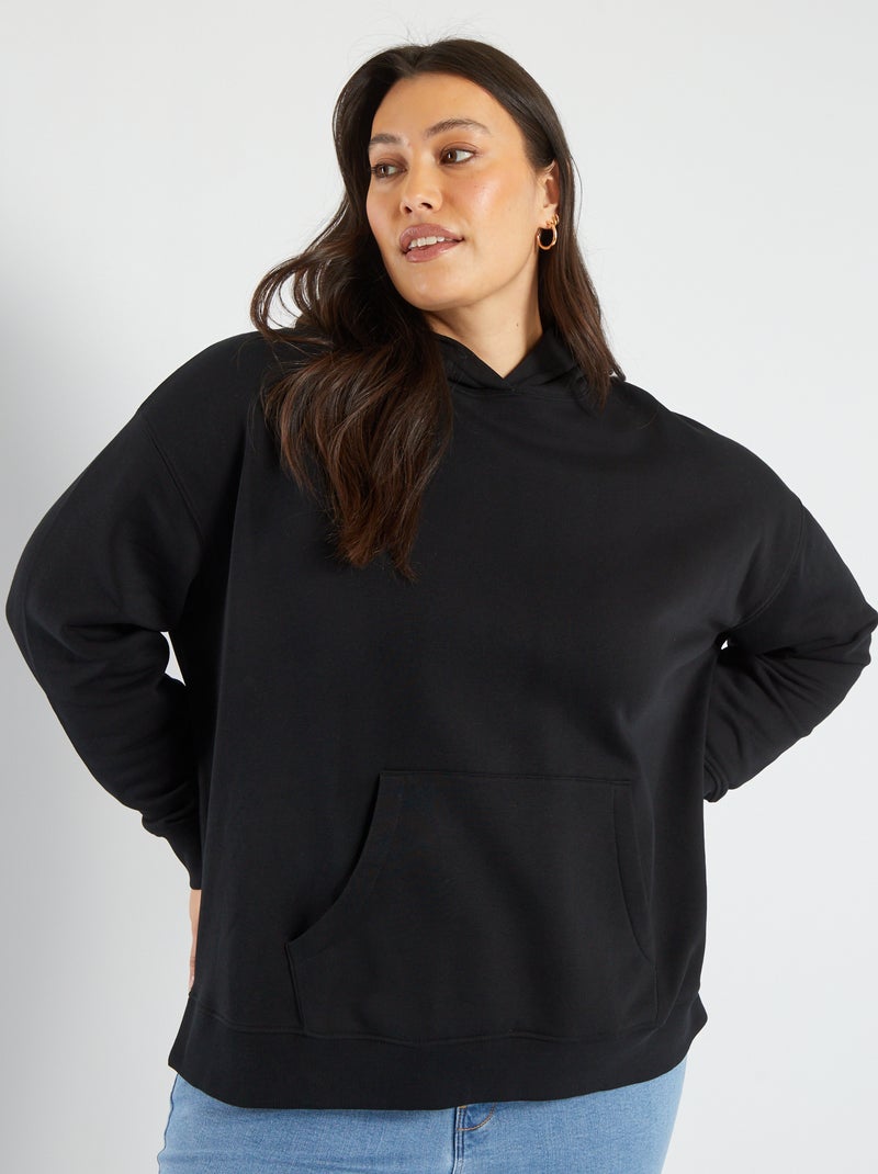 Sweat à capuche avec poche kangourou noir - Kiabi