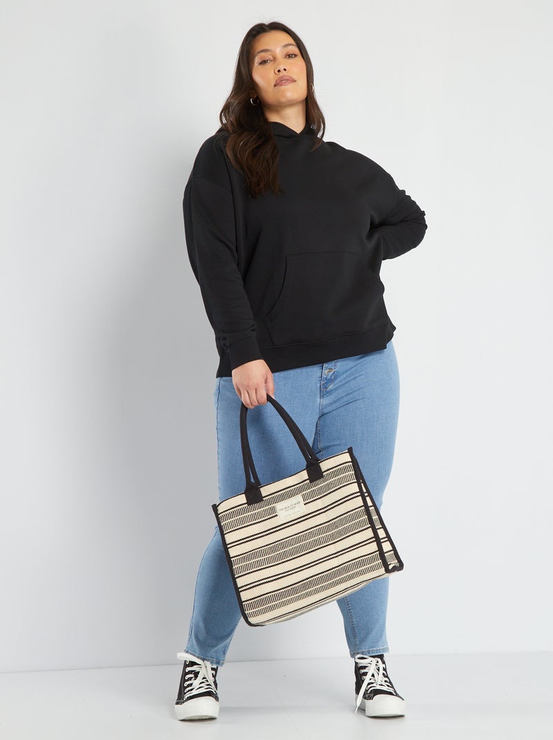 Sweat à capuche avec poche kangourou noir - Kiabi