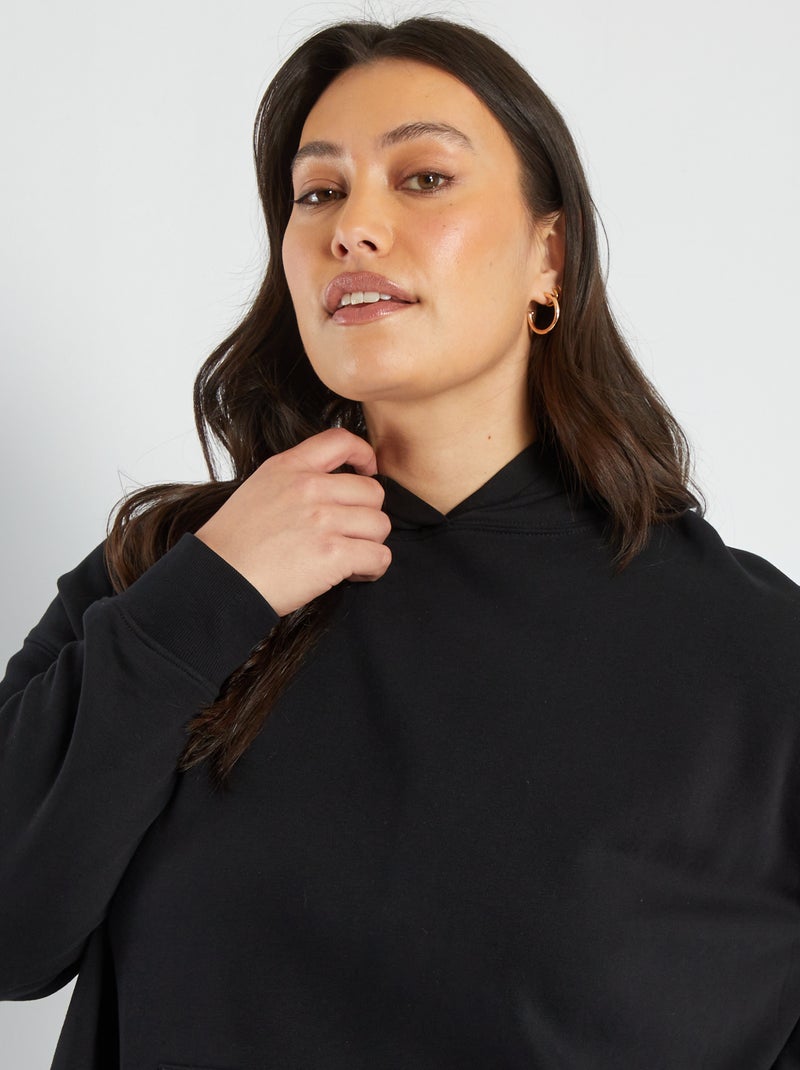 Sweat à capuche avec poche kangourou noir - Kiabi