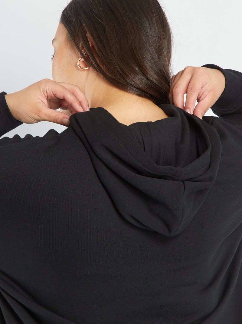 Sweat à capuche avec poche kangourou noir - Kiabi