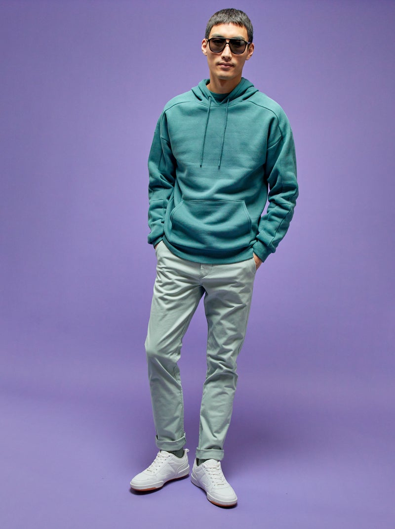 Sweat à capuche avec poche kangourou Vert - Kiabi