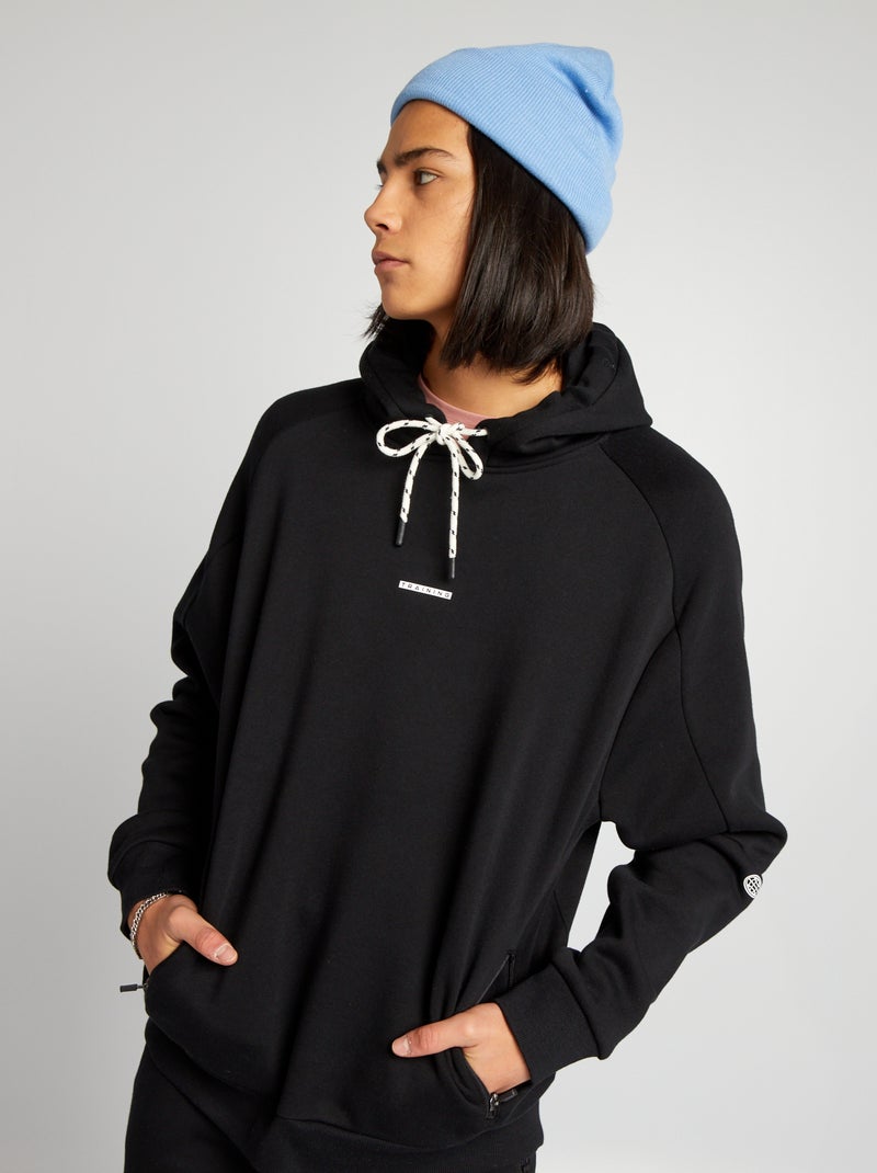 Sweat à capuche avec poches plaquées Noir - Kiabi