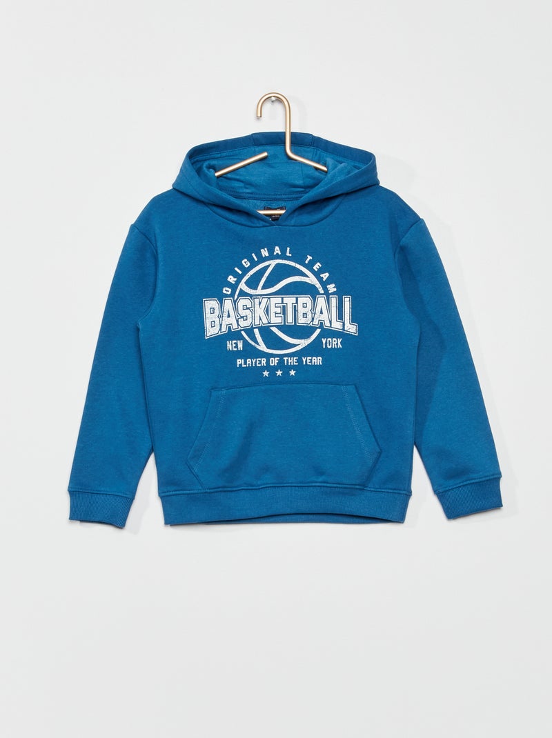 Sweat à capuche 'Basketball' Bleu - Kiabi