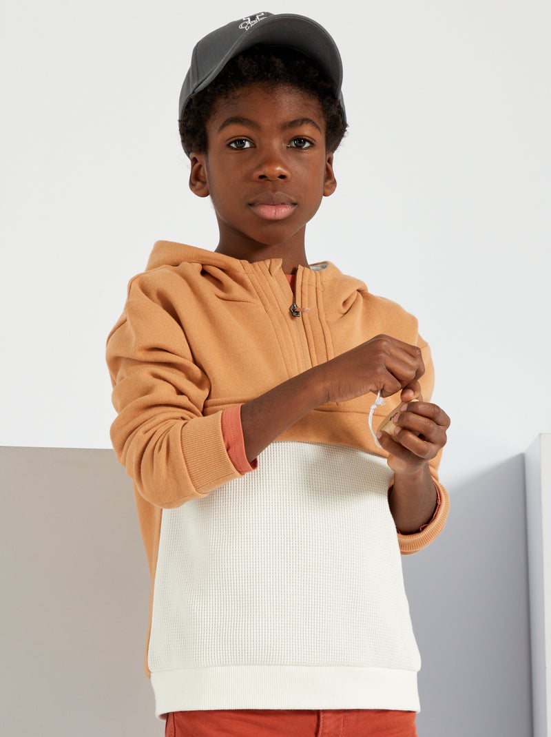 Sweat à capuche beige - Kiabi