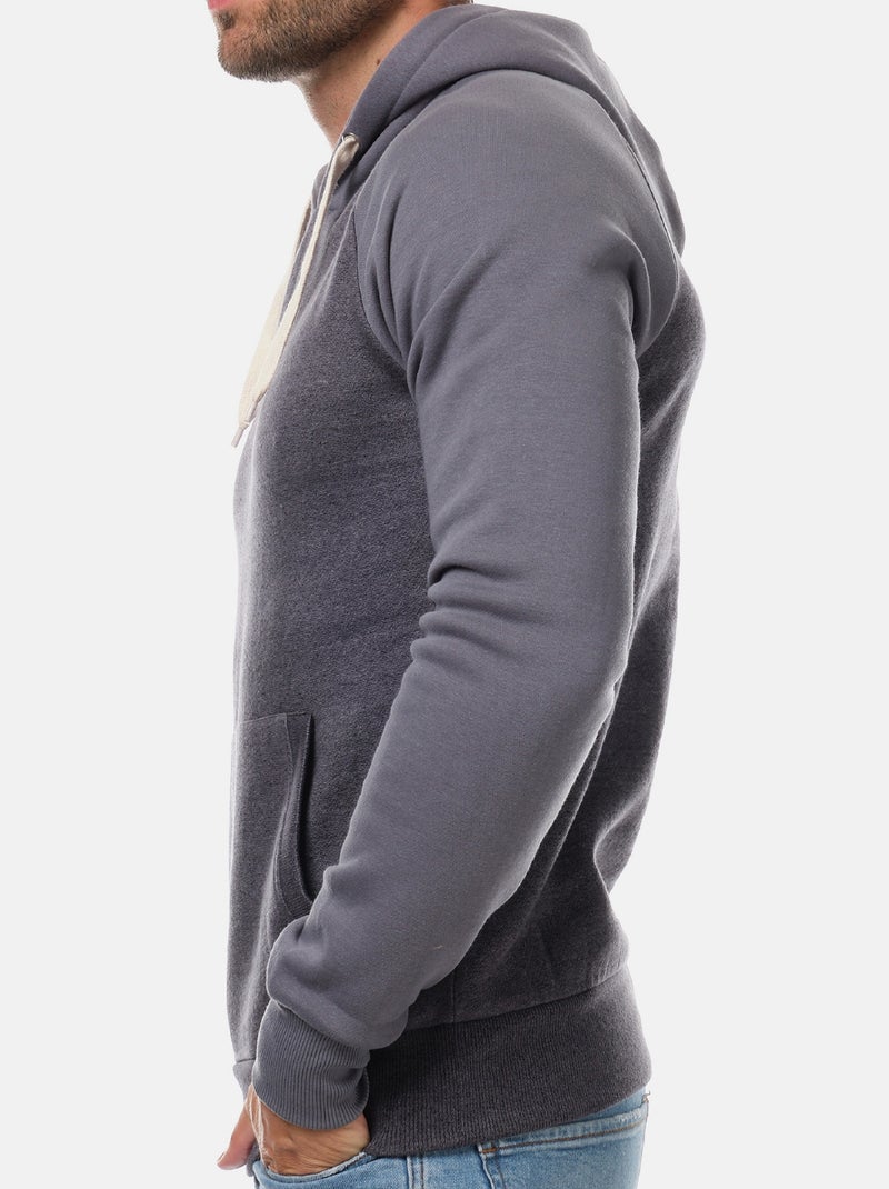 Sweat à capuche bi-color Gris - Kiabi
