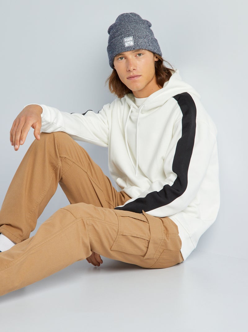 Sweat à capuche bicolore blanc - Kiabi
