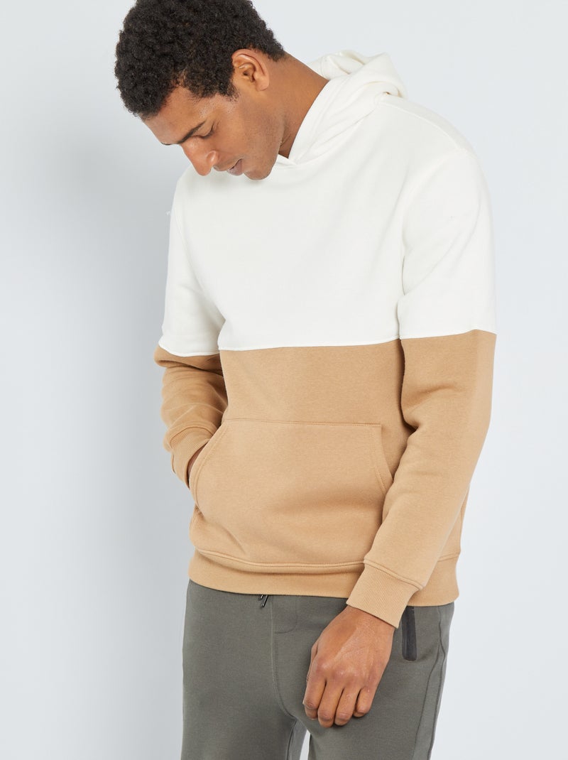 Sweat à capuche bicolore blanc - Kiabi