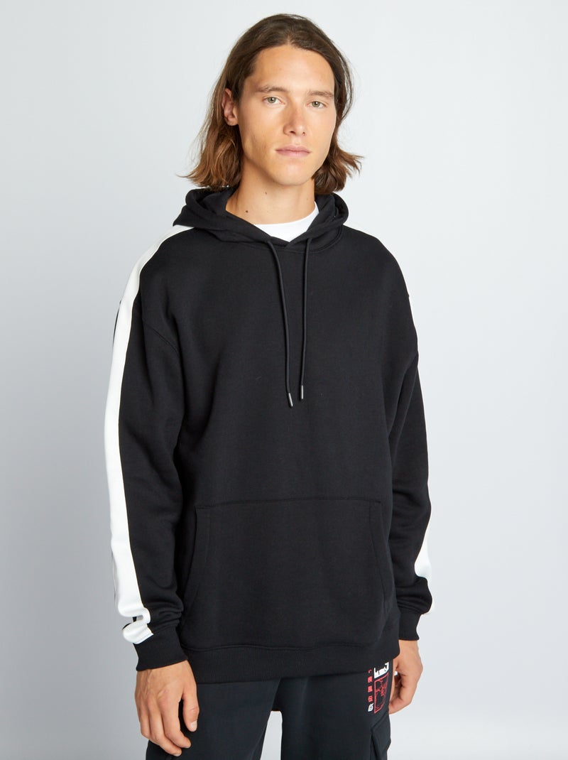 Sweat à capuche bicolore noir - Kiabi