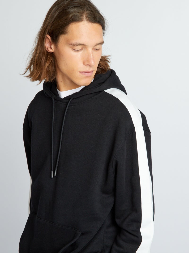 Sweat à capuche bicolore noir - Kiabi