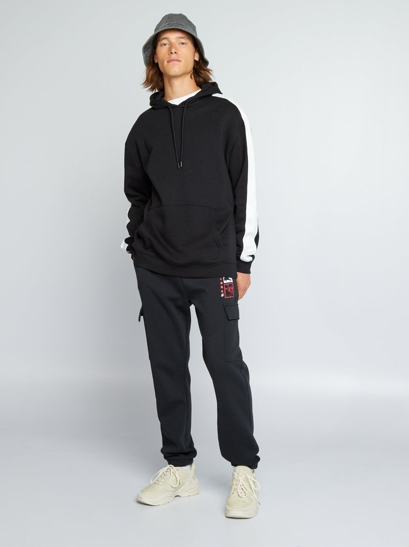 Sweat à capuche bicolore noir - Kiabi