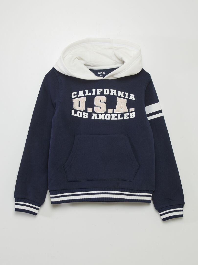 Sweat à capuche bicolore style américain Bleu marine - Kiabi